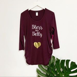 Bless This Belly Maternity 3/4 sleeve top XL